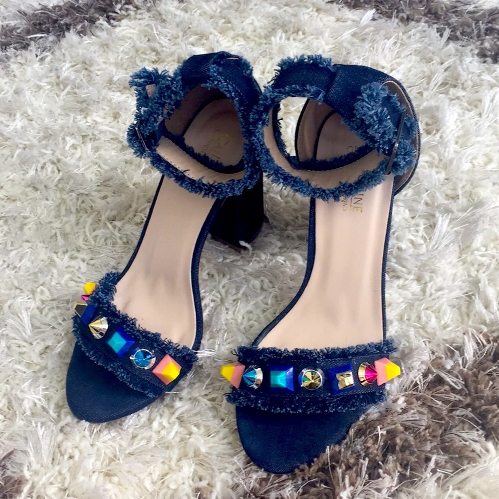 Catherine Malandrino Jean Fringe Block Heel In 7